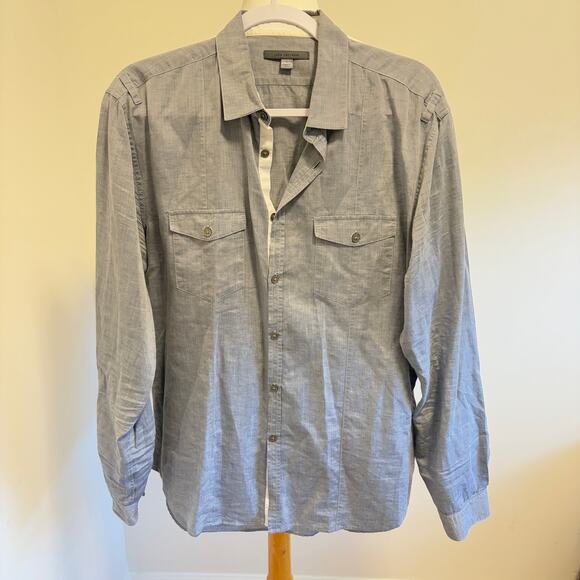 John Varvatos Button Shirt Gray Men’s Large - Picture 1 of 12